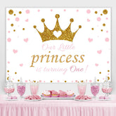 Lofaris Pink and Golden Crown Happy 1St Birthday for Princess